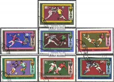 Produktbild von Briefmarken Mongolei 1970 Mi 591-597 (kompl.Ausg.) gestempelt Fußball-WM 70, Mexiko