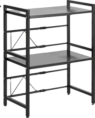 Produktbild von Mikrowellenregal, erweiterbares Design, robuste Konstruktion aus Kohlenstoffstahl, schwarz