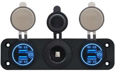 Produktbild von ProRide 12V USB-Ladegerät 2 Ports QC3.0, Voltmeter, 3-fach Einbau