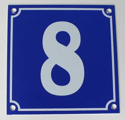 Produktbild von Hausnummernschild Aluminium Aluschild 1 mm Stärke Alu Schild Nr. 8 blau