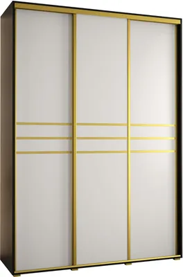 Produktbild von MEBLE KRYSPOL Davos 10 Schrank, drei Türen - 235,2x170x45 cm - Schwarz Weiß Gold