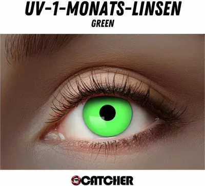 Produktbild von Zoelibat Eyecatcher UV 1‑Monats Kontaktlinsen Flash Green auffällige Linsen Party