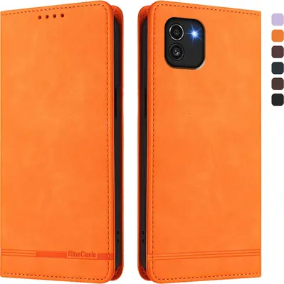 Produktbild von Hülle für Samsung Galaxy A03, Retro Kunstleder Ständer Klapphülle mit Kartenfächer und Magnetische Orange