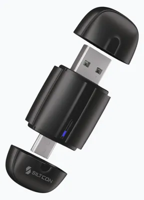 Produktbild von Siltcon® 2-in-1 CarPlay Dongle – Wireless Android Auto Adapter, USB-A/USB-C, Schwarz