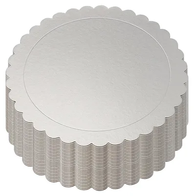 30 runde Tortenböden 30 cm, 2 mm, silber, geschweift