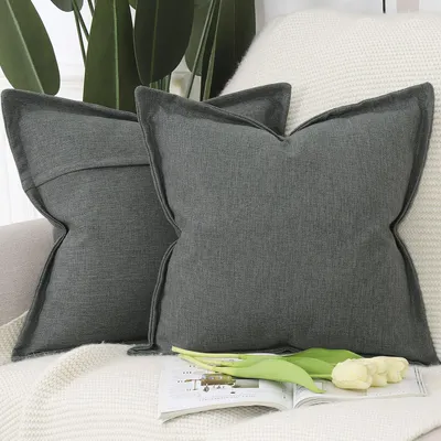 Produktbild von Kissenbezüge Imitationsleinen Dunkelgrau 40x40 cm 2 Stück