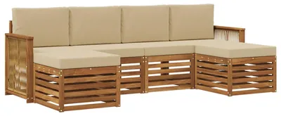Image de Ensemble de 5 meubles de jardin en bois, style naturel