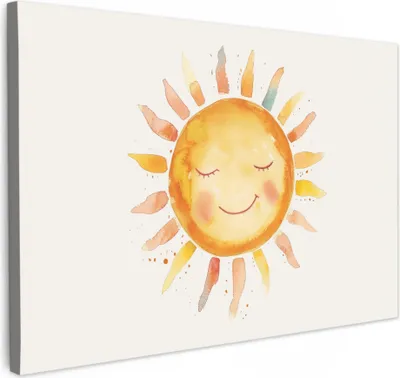 Obrázek produktu pro OneMillionCanvasses® - Plátno - Slunce - Akvarel - Žlutá, nástěnná malba, nástěnné dekorace obrazy obývací pokoj, 60x40cm