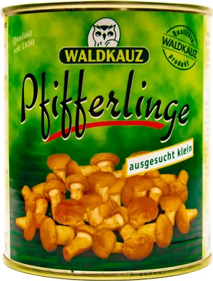 Produktbild von WALDKAUZ Pfifferlinge mittel Speise-Pilz 1 Dose Füllmenge 800g ATG 455g