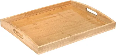 Image de Plateau en bambou avec poignées - Table de service - 1 pièce - 50 x 35 cm