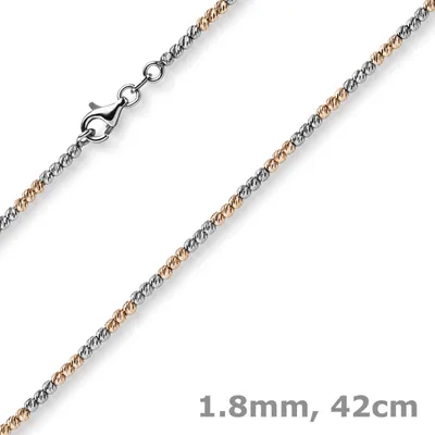 Collier-Kugelkette-750-Weißgold-Rotgold-42cm