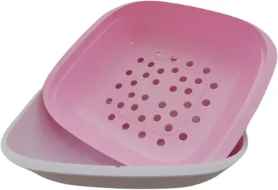 Produktbild von Tupperware Allegra Servierschale Siebservierer 1,33 L rosa hellgrau mit Sieb Auffangschale