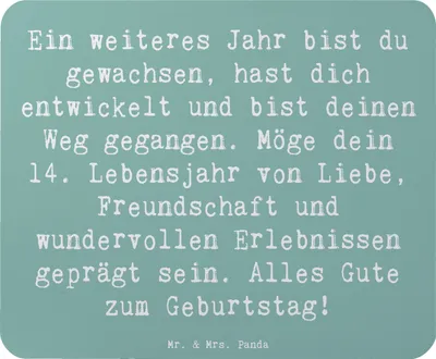 Produktbild von Mr. & Mrs. Panda Mouse Pad Spruch 14. Geburtstag - Meeresbrise - Geschenk, mousematte, Geburtstagskarte, 14 Jahre, Geburtstagsfeier, Happy Birthday, Mauspad, laptop, pc