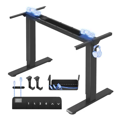 Produktbild von FlexiSpot E1 Pro Höhenverstellbarer Schreibtisch, Dualmotor 120 kg Tragkraft 4 Memory-Steuerung Anti-Kollisionsschutz Tischgestell Elektrisch(Schwarz)