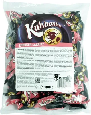 Produktbild von Kuhbonbons Erdbeer Lakritz XL Beutel Menge:1000g