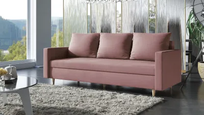 Produktbild von AX LIVING Hyden 3-Sitzer Sofa mit Schlaffunktion 222 cm breit in Dunkelrosa
