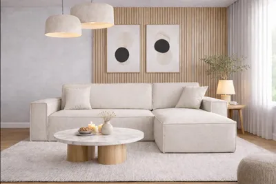 Produktbild von Kaiser Möbel Ecksofa mit schlaffunktion und bettkasten, Ecksofa L-Form, Eckcouch L-Form BEST stoff NEVE Rechts Ecru