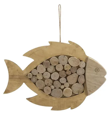 Produktbild von Fisch Wanddekoration Nature aus Kiefernholz mit Holzscheiben