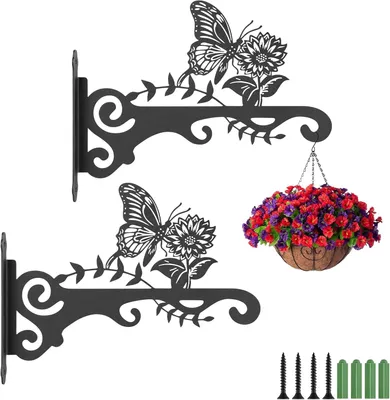 Produktbild von 2 Stück Blumenampelhalter, 30CM Eisen-Wandhaken zum Aufhängen von Blumenampeln, Pflanzenhalter für Wand, Garten und Balkon, Dekoration für Vogelhäuschen, Laternen und Windspiele (Blätter)