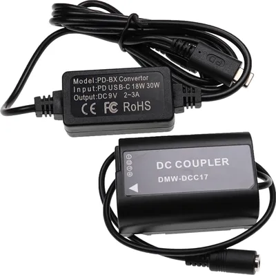 Produktbild von vhbw USB Netzteil kompatibel mit Panasonic Lumix DMC-S5K, DMC-S5 Kamera, Digitalkamera + DC Kuppler (Ersatz für DMW-DCC17), 2m