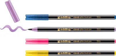 Image de edding 4-1340-4-3 edding 1340 glitzer Brush-Pens farbsortiert, 4 St.