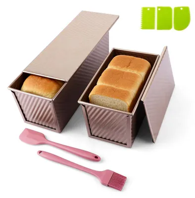 Produktbild von 2er Set Kastenform mit Deckel, Roségold, 31.8x12x11.43cm & 21.6x12x11cm, Antihaft, Kohlenstoffstahl