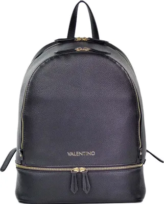 A black Valentino backpack is shown against a white background.