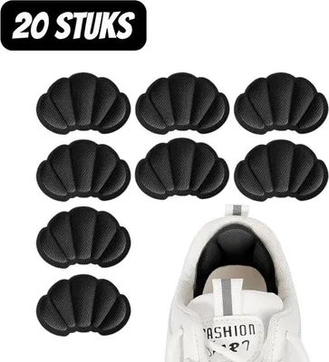 Produktbild von 20 Stück - Antislipmat - Hielkissen - Hielbeschutz für hohe Absätze - Antislip für die Ferse - Weich atmender Hielablage für Sportschuhe und Absätze - Schuhverkleinerung und Anti-Schiebe Inlegsohle - Schwarz