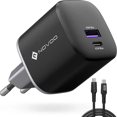 Produktbild von NOVOO 67 W USB-C-Ladegerät mit 2 Anschlüssen, GaN Ladegerät, schnelles Kompakt,