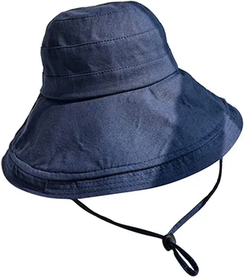 Produktbild von OD19 Sonnenhut Damen, Baumwolle, weich, faltbar, UV-Schutz, breite Krempe, Fischerhut, winddicht, mit Zugseil innen abnehmbar, Schwarz, Beige, Marine, Gelb, Kopfumfang: 56-58 cm, Krempenbreite: 12-13 cm, Strand, Garten