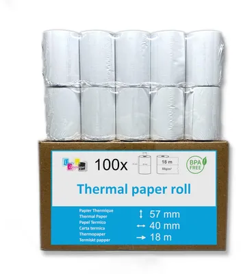 Thermopapierrollen 57x40x12, 100 Stück, für Zahlungsterminals