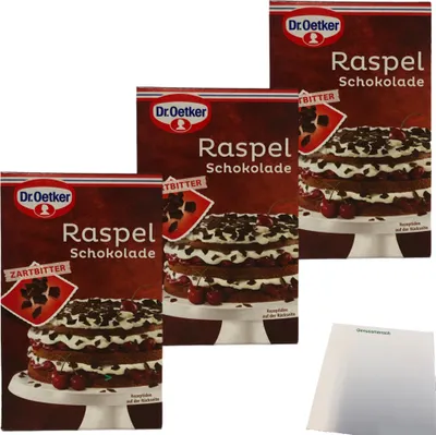 Produktbild von Dr. Oetker Raspelschokolade Zartbitter 3er Pack (3x100g Packung) + usy Block