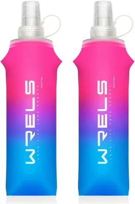 Imagen del producto de Botella de agua flexible de TPU, libre de BPA, 2 x 500 ml, plegable, ligera, ideal para deportes y actividades al aire libre