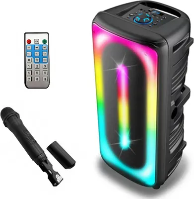 Produktbild von Bluetooth-Lautsprecher mit Mikrofon, Fernbedienung und Karaoke-Funktion