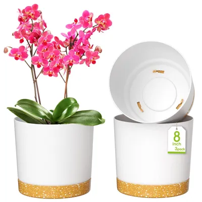 Immagine prodotto di Omgoods - Set di 3 vasi moderni per piante con fori di drenaggio - 20 cm