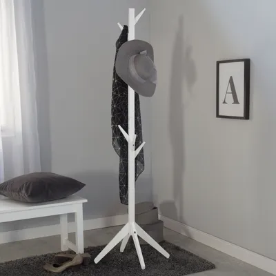 Obrázek produktu pro Homestyle4u věšák věšák bílé dřevo borovice 179 cm