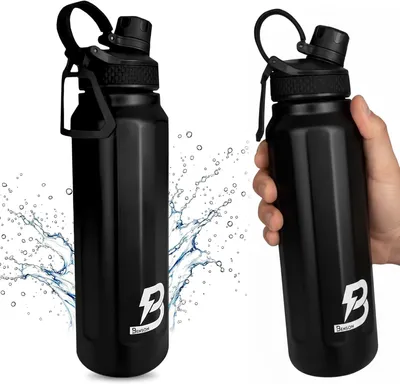 Produktbild von Aluminium Trinkflasche 1.2 l, schwarz, spülmaschinenfest, für Sport