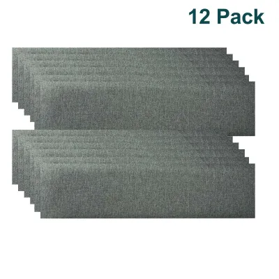 Produktbild von 12er Set YALION 3D PolyurethanWandpaneele 15×60 cm–Komfortabel & Pflegeleicht mit Leinenstoff,Gepolsterte PolyurethanWandverkleidung für DIY, Hellgrau