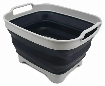 Faltbare Spülschüssel 7,5 l mit Ablaufstopfen, grau, 33 x 27,3 x 20 cm