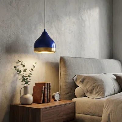 Produktbild von Opviq, Hochwertiger Kronleuchter, Navy Blau, Metallkörper, Höhenverstellbar (25-112 cm), Ø17 cm, E27 Fassung, Max 40 W, IP20 | Elegantes Design für moderne Wohnräume.
