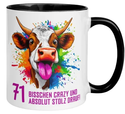 Produktbild von Tasse 71. Geburtstag Mann Frau – „Bisschen crazy und absolut stolz drauf“ – Geschenk zum Geburtstag Männer Frauen