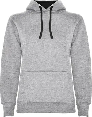 Produktbild von Roly SU1068 | Damen Urban  Hooded Sweatshirt, Tailliert - Farbe: Heather Grey 58/Black 02 - Größe: M