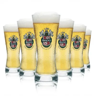 Produktbild von 6x Becks Glas 0,2l Bier Becher Pokal Tulpe Cup Gläser Brauerei Beer Pils Kneipe