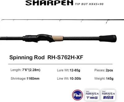 Immagine prodotto di Canna da pesca, costruzione leggera in carbonio, applicazioni versatili, spinning RH-S762H-XF