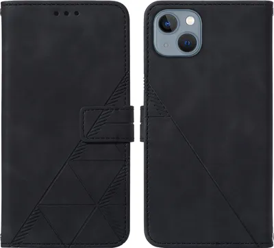 Produktbild von iPhone 13 Mini Hülle, Schlank Prägung Flip Leder Kartenfächer Schutzhülle mit Ständer für iPhone 13 Mini Schwarz