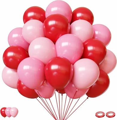 Produktbild von Latexballons 30 cm, 50 Stücke, rot und rosa, für Partydekoration