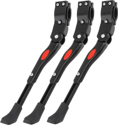 Produktbild von 3er Set Fahrradständer 22-26 Zoll mit Anti-Rutsch Gummifuß | Faltbarer Mountainbike Seitenständer | Universal Einstellbarer Hinterbauständer | Trekkingrad Halter | Farbe Schwarz