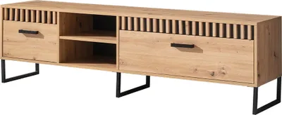Produktbild von Minio, TV-Schrank, TV-Lowboard "Melle" 180 cm, Decorpaneel mit oder ohne Lamellen, Artisan Eiche/Schwarz Matt Farbe