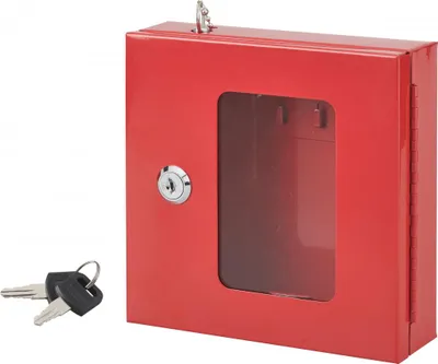 Immagine prodotto di Cassetta portachiavi in vetro a parete, acciaio, vetro intercambiabile, 170x175x55mm, 2 chiavi, rosso - THIRARD