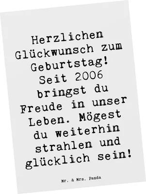 Produktbild von Mr. & Mrs. Panda Ansichtskarte Spruch 2006 Geburtstag - Weiß - Geschenk, Alter, Familie, Jubiläum, Grußkarte, Postkarten, Kunstkarten, Erinnerungen, Happy Birthday
